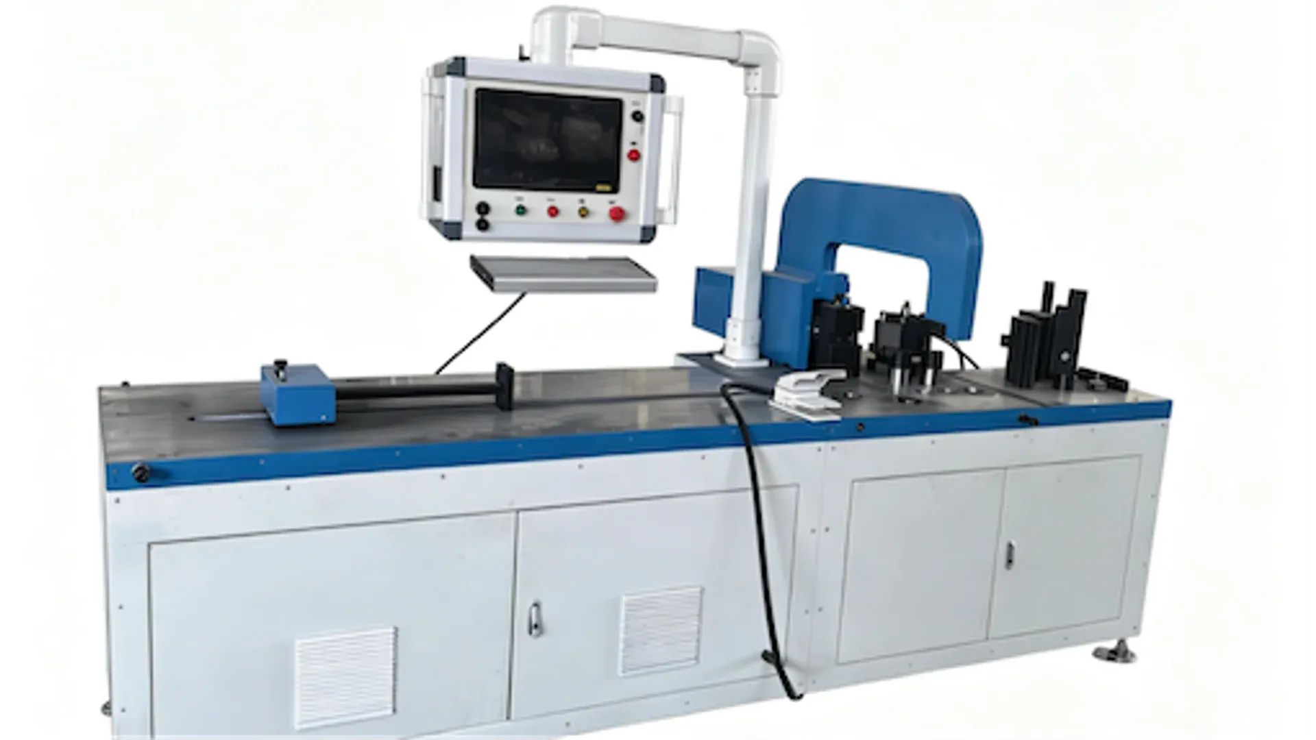 Hydraulic busbar bending machine photographed against a plain background