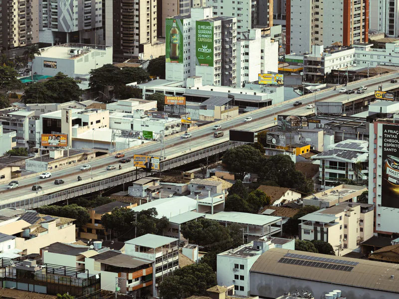 Aerial view showcasing the architecture and bustling urban life of Espirito Santo, Brazil