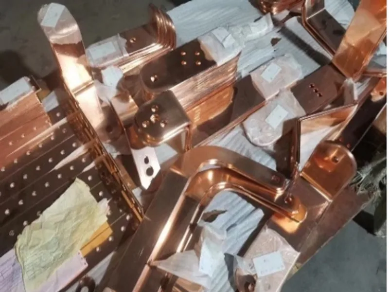 Formed copper components showing different bend geometries