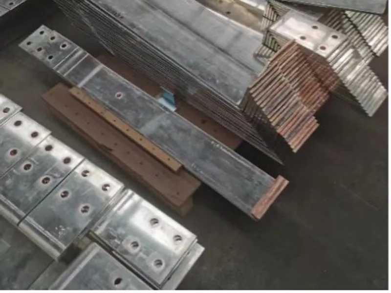 Copper busbar samples with different hole patterns and finished geometries