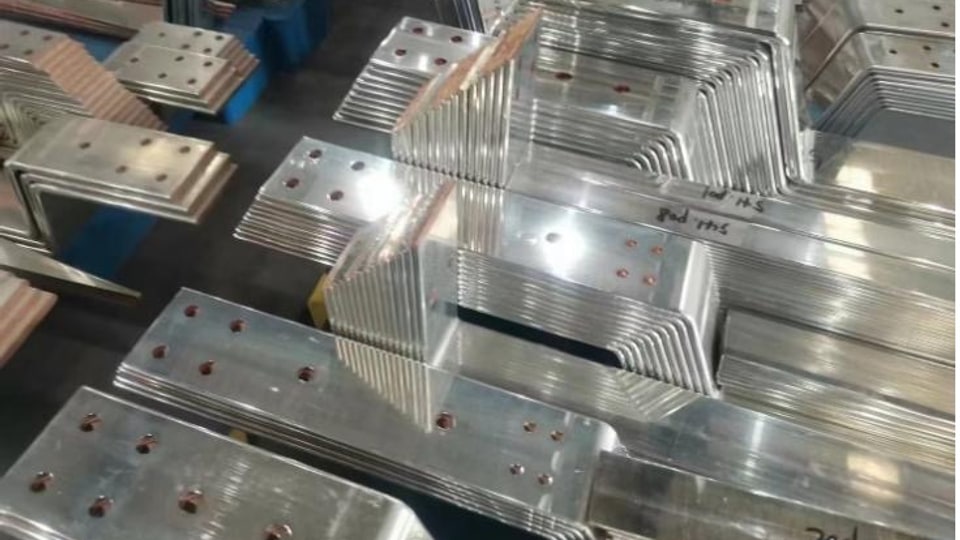 Clean sheared copper busbar edge prepared before electro-tinning or silver plating